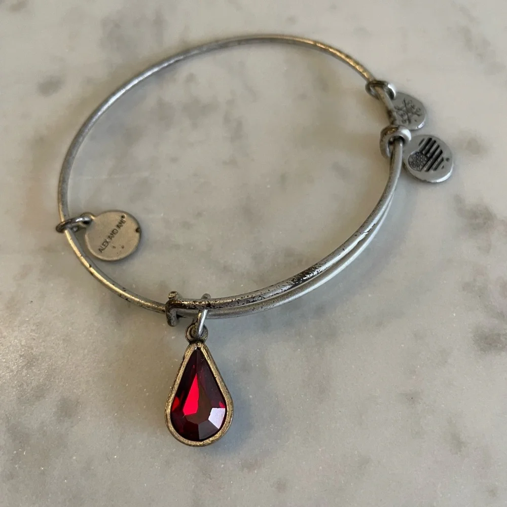 ❤️ ALEX AND ANI JANUARY TEAR DROP GARNET BRACELET